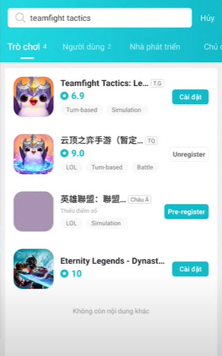 Tìm Taptap TFT Mobile 