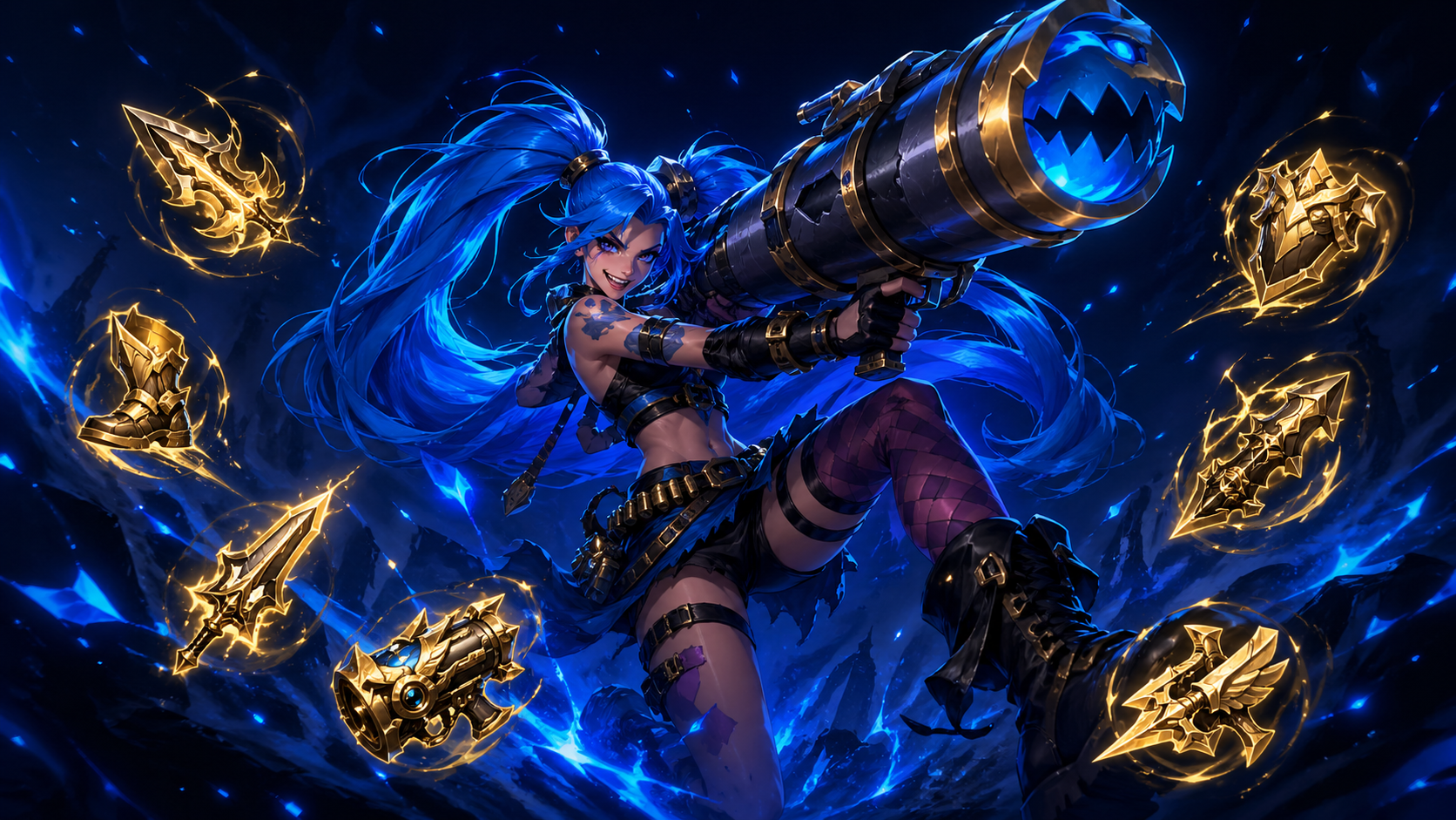 Minh họa nhân vật Jinx LOL với build item mạnh nhất patch 26.8