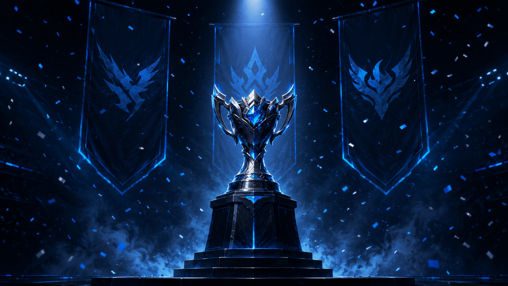 BXH VCS 2026 mùa hè — minh hoạ cúp vô địch và băng-rôn đội tuyển phong cách esports poster